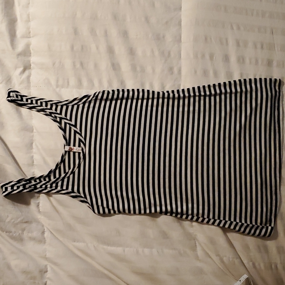 Black and white stripe tank top poof brand